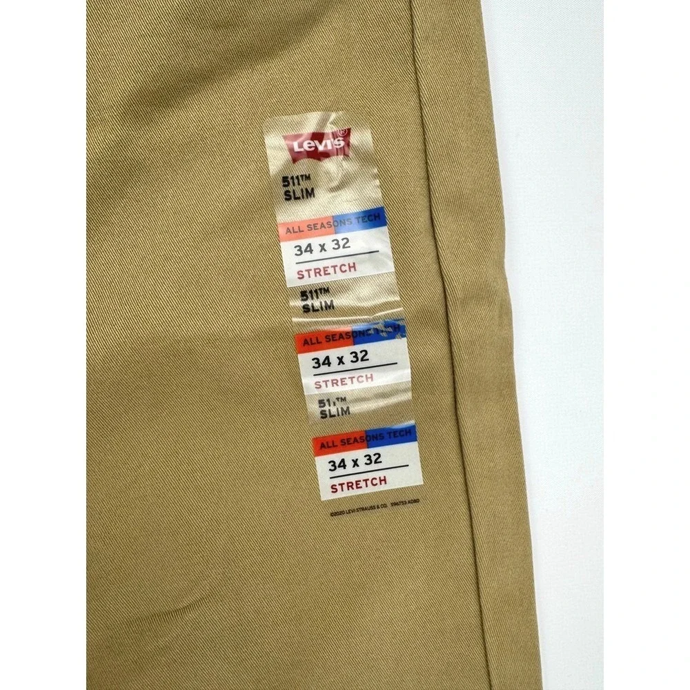 Levis 511 Slim Fit All Seasons Performance Pants Harvest Gold Brown 34x32